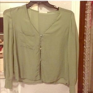 Paper Crown green button blouse